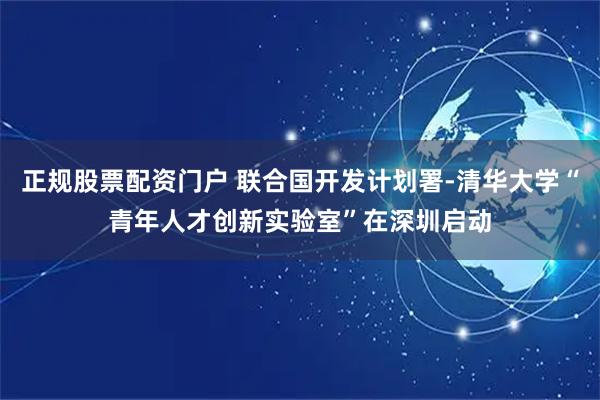 正规股票配资门户 联合国开发计划署-清华大学“青年人才创新实验室”在深圳启动